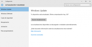Actualizaciones en Windows 10
