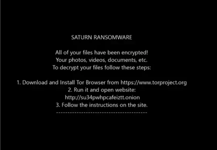 Saturn ransomware message