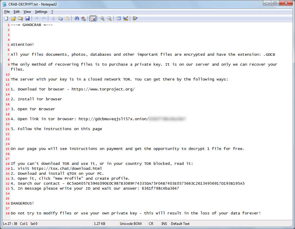 GandCrab v2 ransomware note
