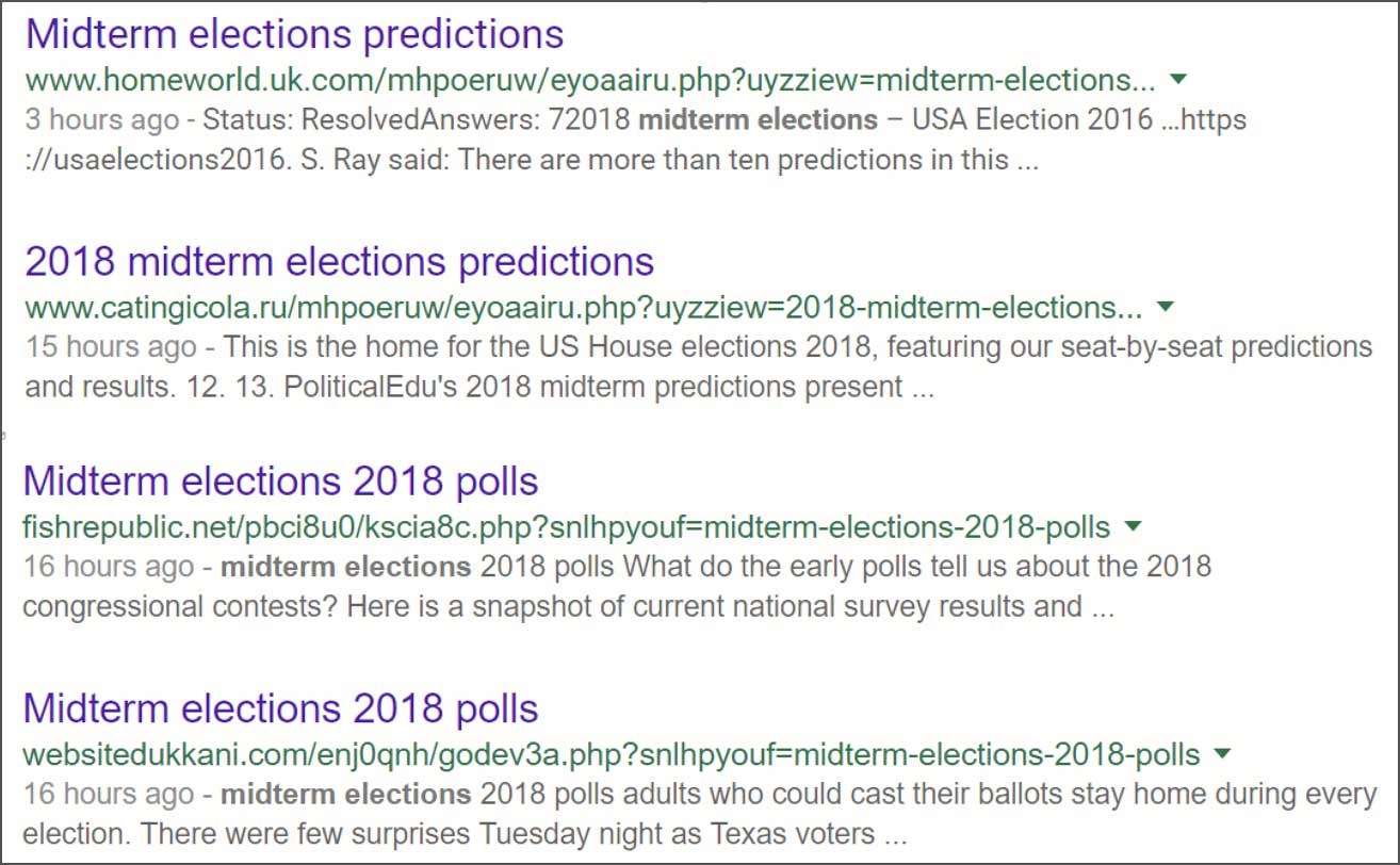 SEO poisoning activities use US midterm election keywords to attack more than 10,000 websites