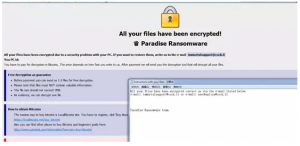 6. Paradise ransomware alert message